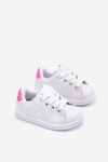 Dziecięce Buty Sportowe Biało-Neonowo Różowe Glossy
