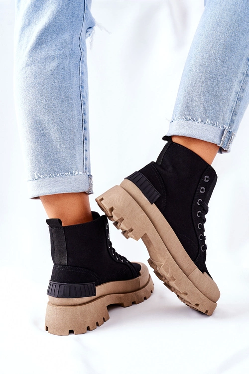 Damskie Botki Trapery Czarne Any One