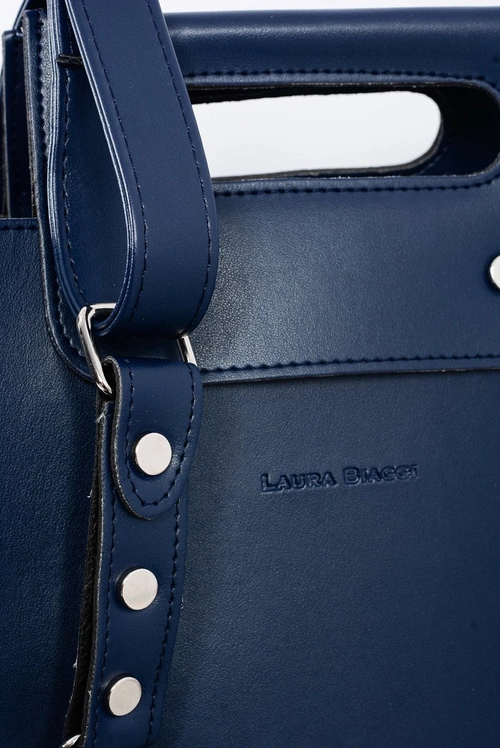 Duża Damska Granatowa Torebka Kuferek Nity