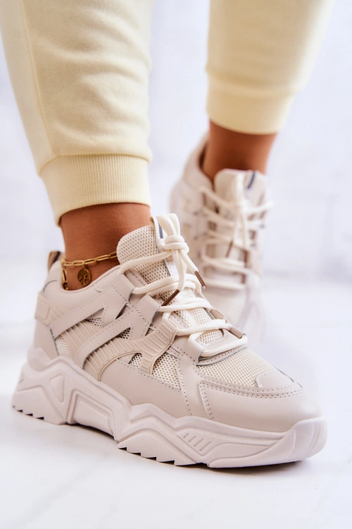Damskie Sportowe Buty Sneakersy Beżowe Daren