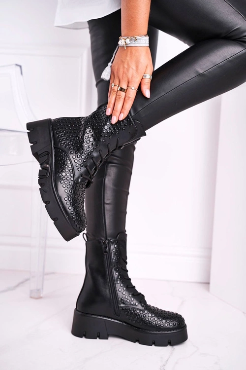 Botki Damskie Na Platformie Grunge Czarne Don't Stop