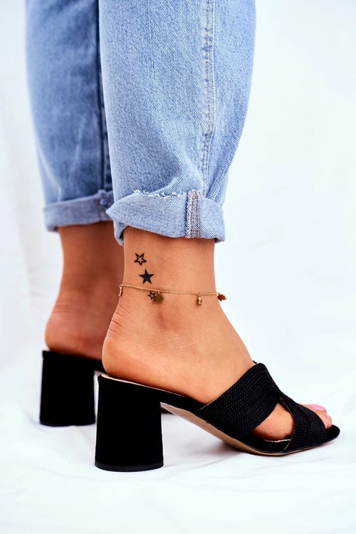 Klapki Damskie Na Słupku Wsuwane Czarne Guest