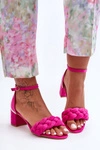 Zamszowe Sandały Z Warkoczem Fuksja Essenza