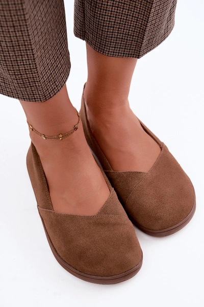 Baleriny Damskie Barefoot Z Naturalnego Zamszu Brązowe Mirelia