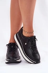 Skórzane Sneakersy Damskie Na Platformie Big Star RR274A335 Czarne