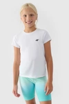 Dziewczęcy T-shirt Gładki Bawełniany Biały 4F 4FJWMM00TTSHF1658-10S