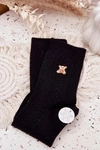 Ciepłe Skarpetki Damskie Z Wełną Miś Czarne