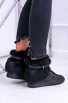 Lu Boo Czarne Botki z Naturalnym Futrem Gisele