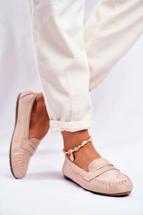 Mokasyny Damskie Materiałowe Beżowe Panay