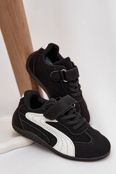 Buty Sportowe Dziecięce Z Rzepem Czarno-Białe Perrin