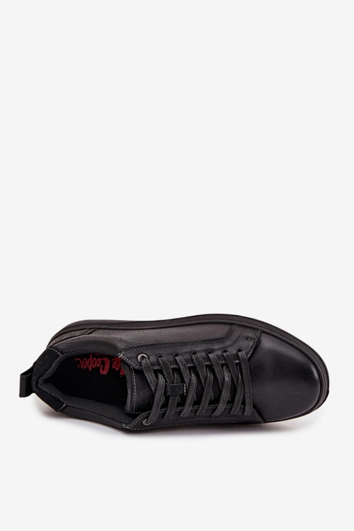 Skórzane Sneakersy Męskie Lee Cooper LCJ-25-33-3965 Czarne