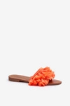 Płaskie Klapki Damskie Z Frędzlami Pomarańczowe Rialle