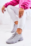 Sportowe Buty Sneakersy Materiałowe Szare Nolene