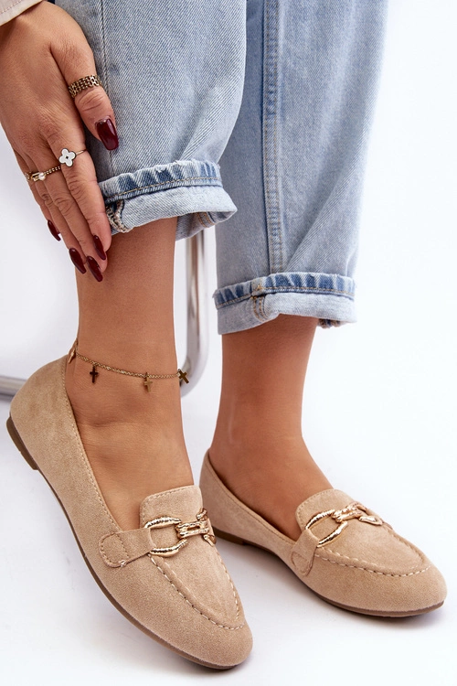 Damskie Mokasyny Z Ozdobą Beżowe Ghana