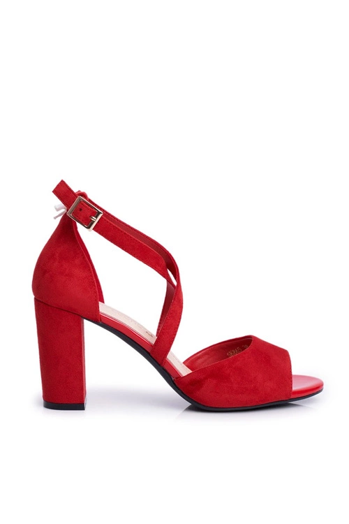 Sandały Damskie Na Słupku Sergio Leone Czerwone SK865