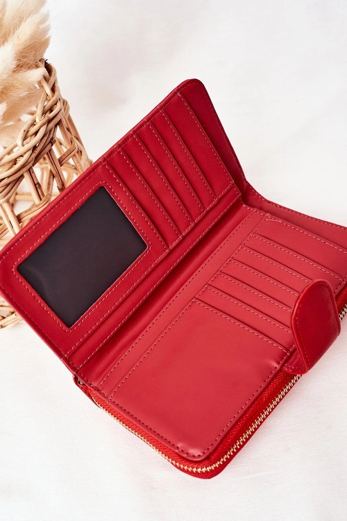 Duży Portfel Damski Z Kieszenią Czerwony