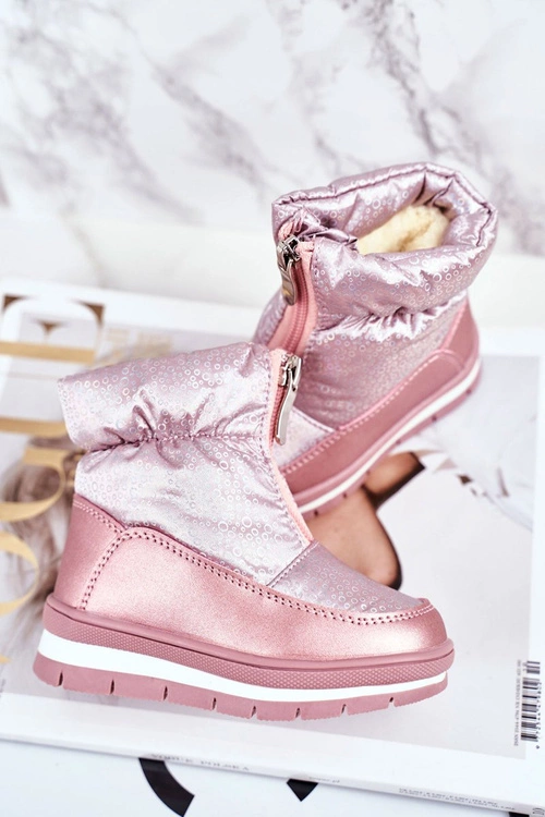 Dziecięce Śniegowce Ocieplane Wełną Różowe Bubbles