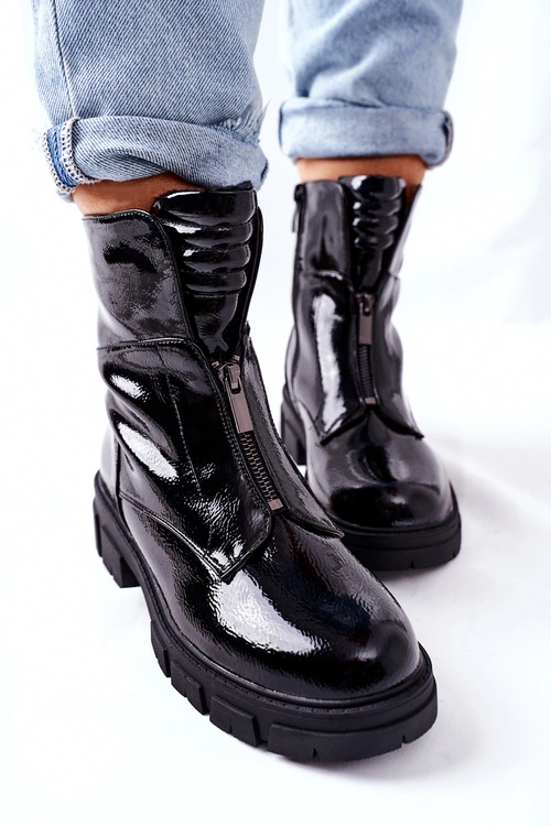 Damskie Botki Czarne Trapery Nobleford