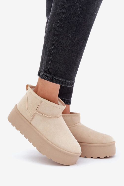 Damskie Śniegowce Na Platformie Jasnobeżowe Ninala