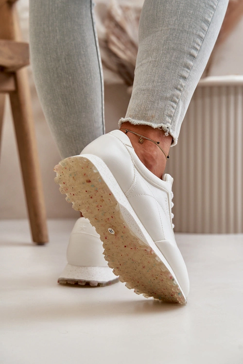 Damskie Sneakersy Buty Sportowe Z Eko Skóry Big Star OO274023 Hi-Poly System Białe