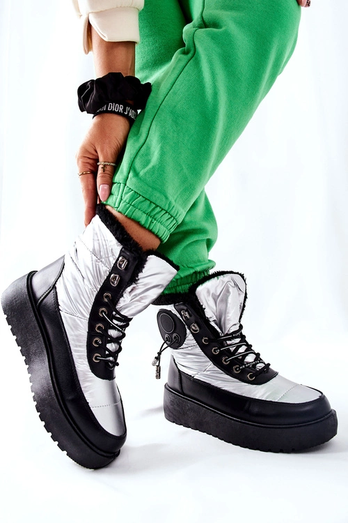 Damskie Śniegowce Ocieplane Srebrne Kennilis