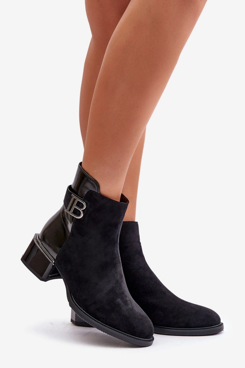 Eleganckie Botki Na Obcasie Ocieplane MR880-040 Czarne