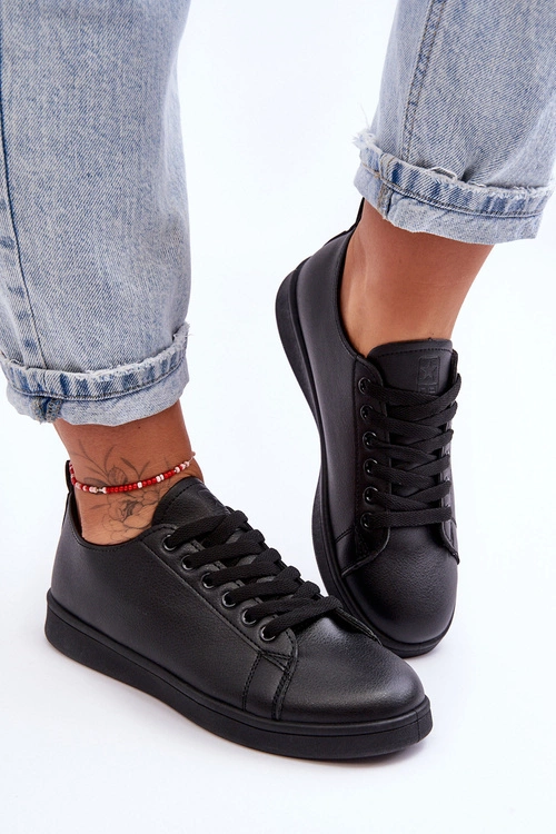 Damskie Skórzane Klasyczne Trampki Czarne Unlimited