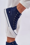 Damskie Wysokie Trampki Big Star DD274333 Granatowe