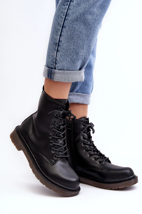 Damskie Botki Trapery Z Suwakiem Czarne Mibrasa