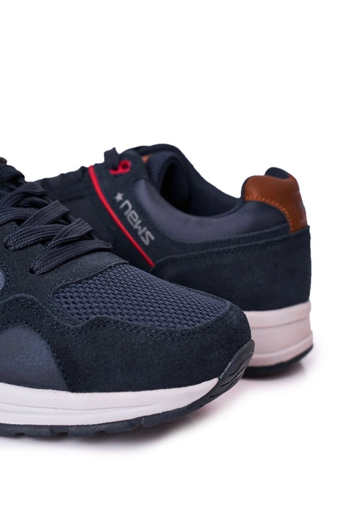 Męskie Sportowe Buty Sneakersy Granatowe Fabian