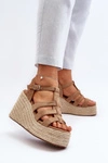 Sandały Na Koturnie Z Plecionką Brązowe Gnosis