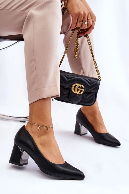 Eleganckie Czółenka Na Słupku Czarne Emma