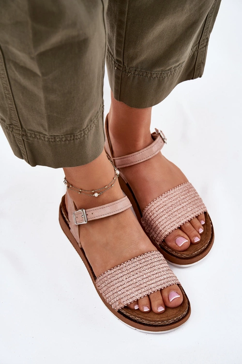 Sandały Damskie Z Plecionką Na Pasku Inblu GS000050 Różowe