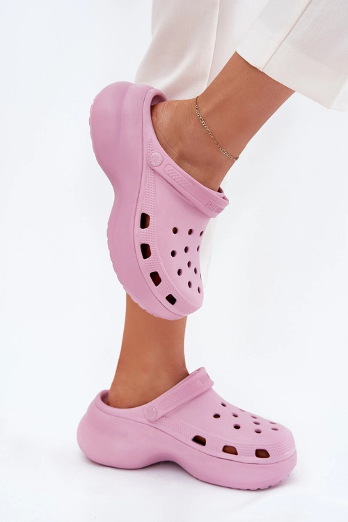 Piankowe Klapki Damskie Na Masywnej Podeszwie Big Star RR274A120 Różowe