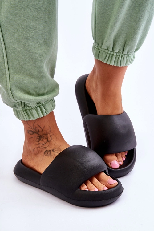 Lekkie Piankowe Damskie Klapki Na Platformie Czarne Milton