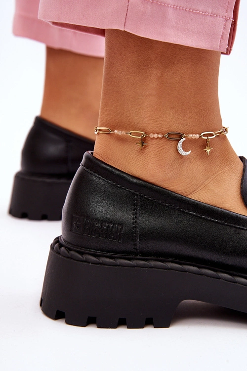 Damskie Mokasyny Półbuty Skórzane Big Star LL274458 Czarne