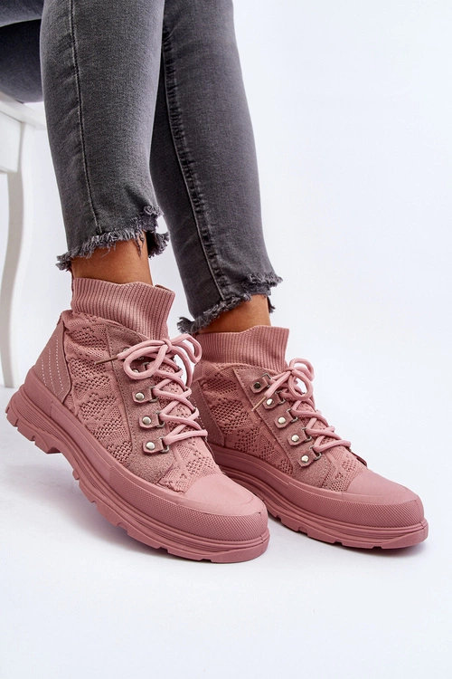 Damskie Trampki Z Elastyczną Cholewką Różowe Kalyne