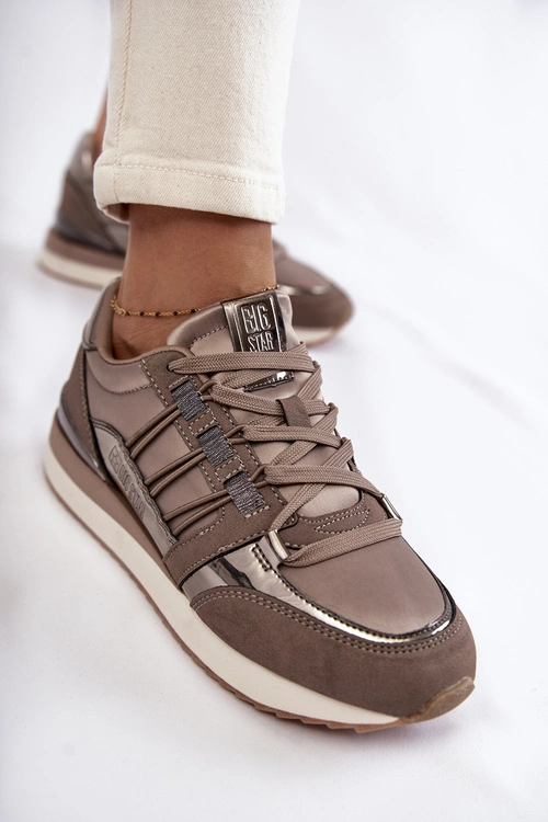 Damskie Modne Buty Sportowe Big Star KK274112 Ciemnoszare