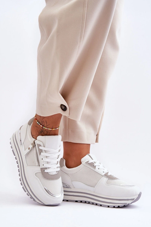 Damskie Buty Sportowe Z Ozdobnym Zamkiem Białe Cairo