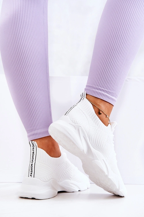 Sportowe Buty Sneakersy Materiałowe Białe Nolene