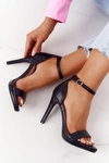 Eleganckie Sandały Na Szpilce Czarne Glamour