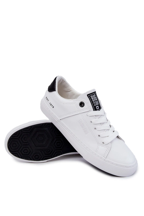 Skórzane Męskie Tenisówki Big Star JJ174105 Biało-Czarne