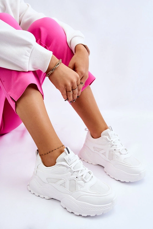 Klasyczne Sneakersy Na Platformie Białe Larec