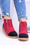 Lu Boo Zamszowe Bordowe Botki Z Suwakami Inez