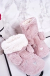 Dziecięce Papcie Ocieplane Kożuszkiem Pudrowy Róż Sleepyhead