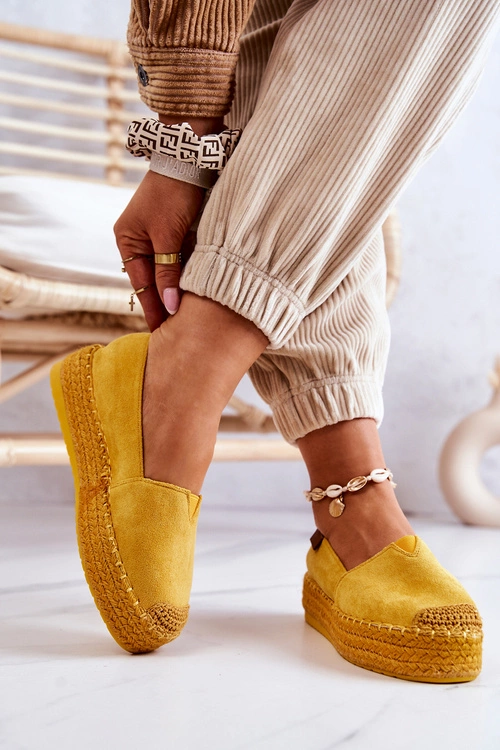 Zamszowe Espadryle Wsuwane Żółte Lesley
