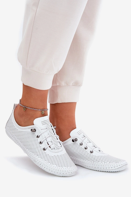 Półbuty Damskie Ze Skóry Naturalnej Artiker 54C0831 Białe