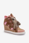 Damskie Sneakersy Na Koturnie Różowe Leoppa