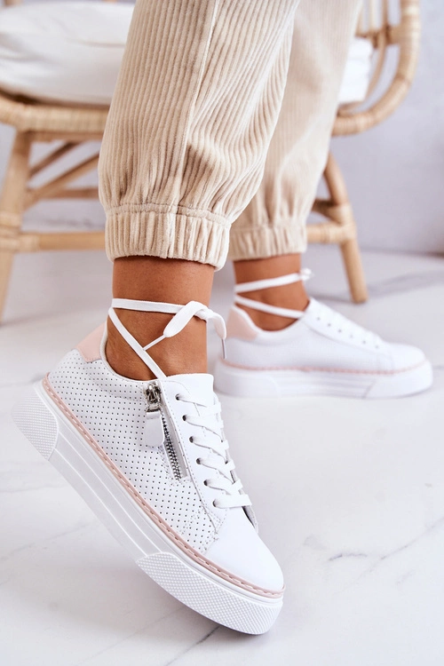 Sportowe Buty Na Platformie Biało-Różowe Louisa