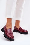 Mokasyny Damskie Lakierowane Ze Zdobieniem Bordowe Nallae 